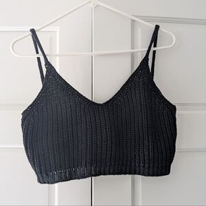 Cordera cotton knit crop tank in black